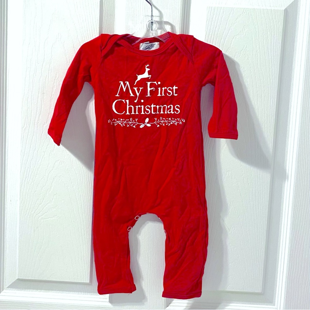 First Christmas Romper / Bodysuit / Sizes Newborn - Infant / Red White/ NWT
